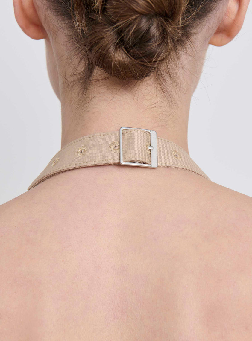 Drill Backless Halter Top